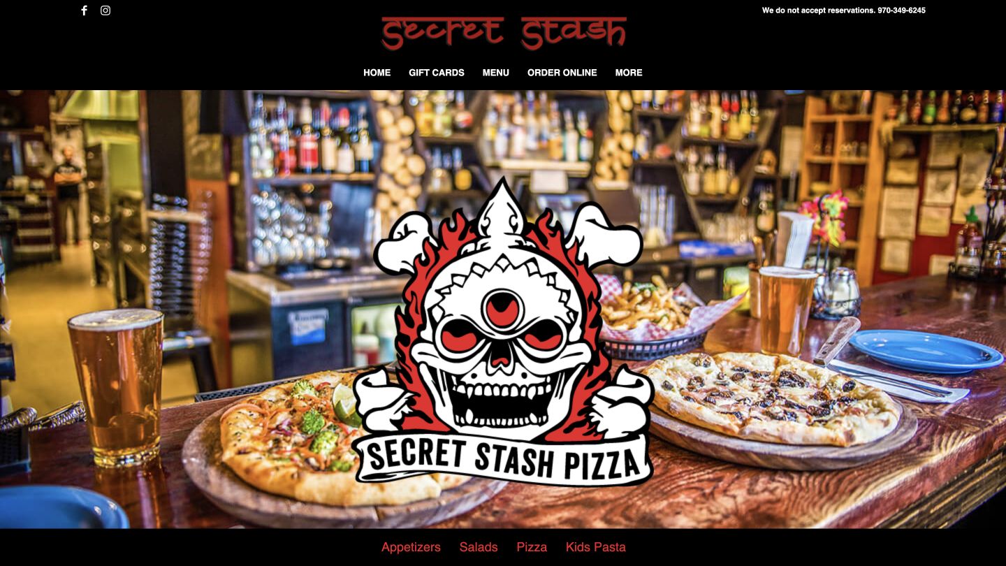 Secret Stash current website homepage
